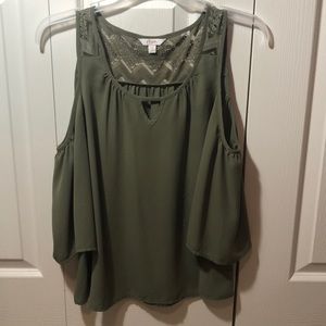 Olive green blouse.
